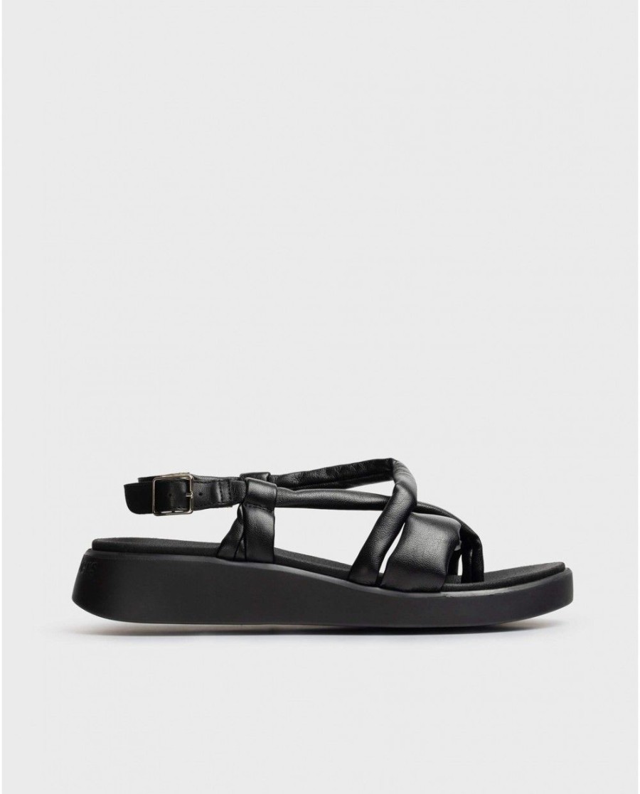 Wonders Black Tube Sandal | Sandals