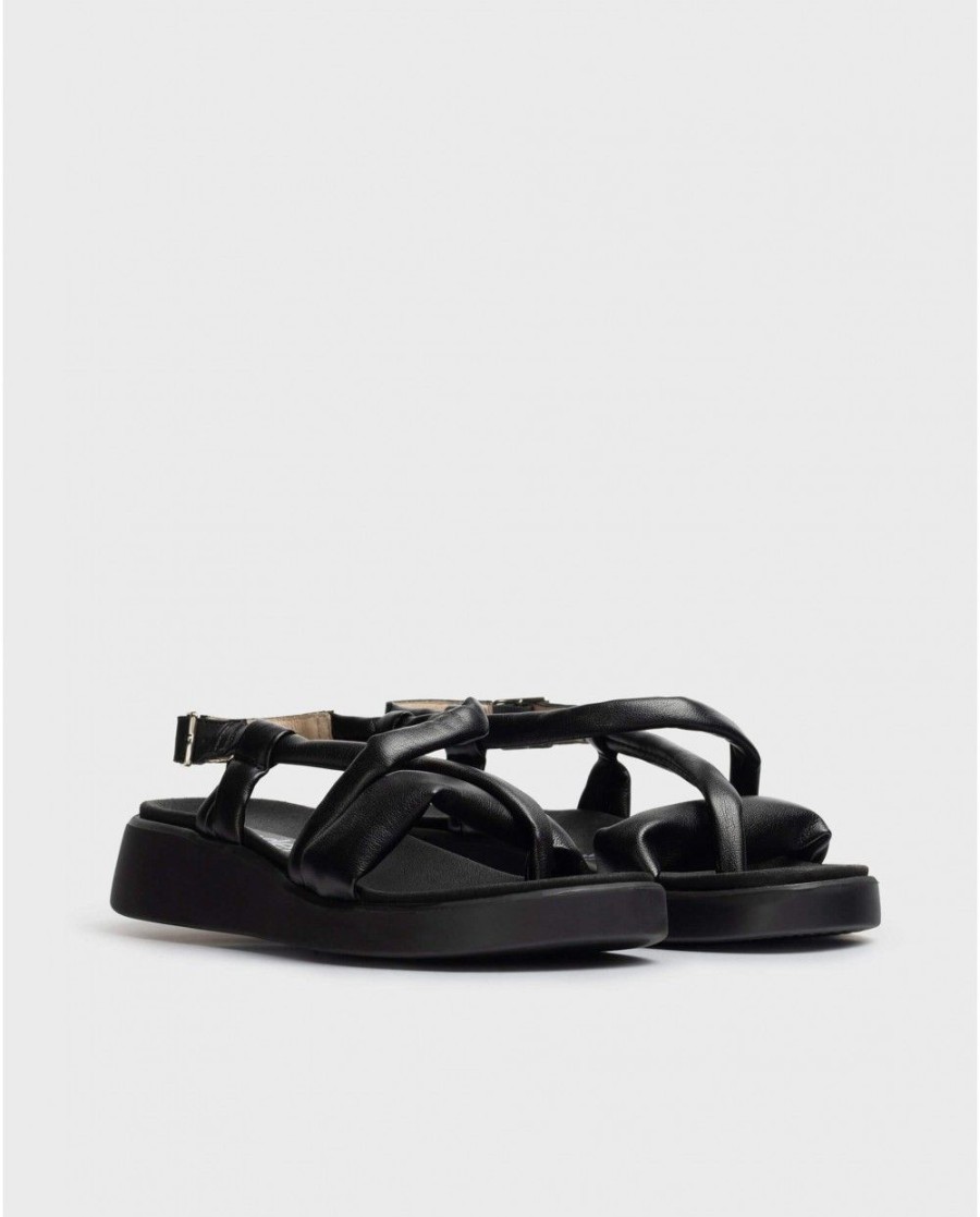 Wonders Black Tube Sandal | Sandals