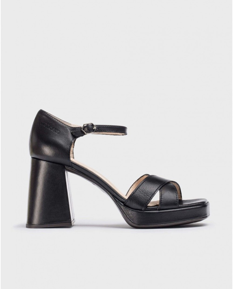 Wonders Black Julia Sandal | Heels