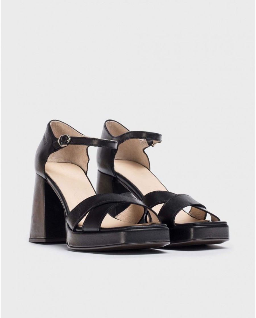 Wonders Black Julia Sandal | Heels