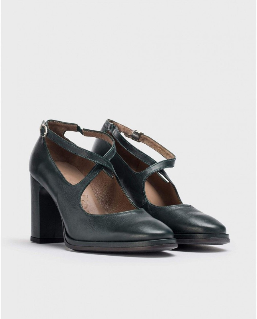 Wonders Green Coni Shoe | Heels