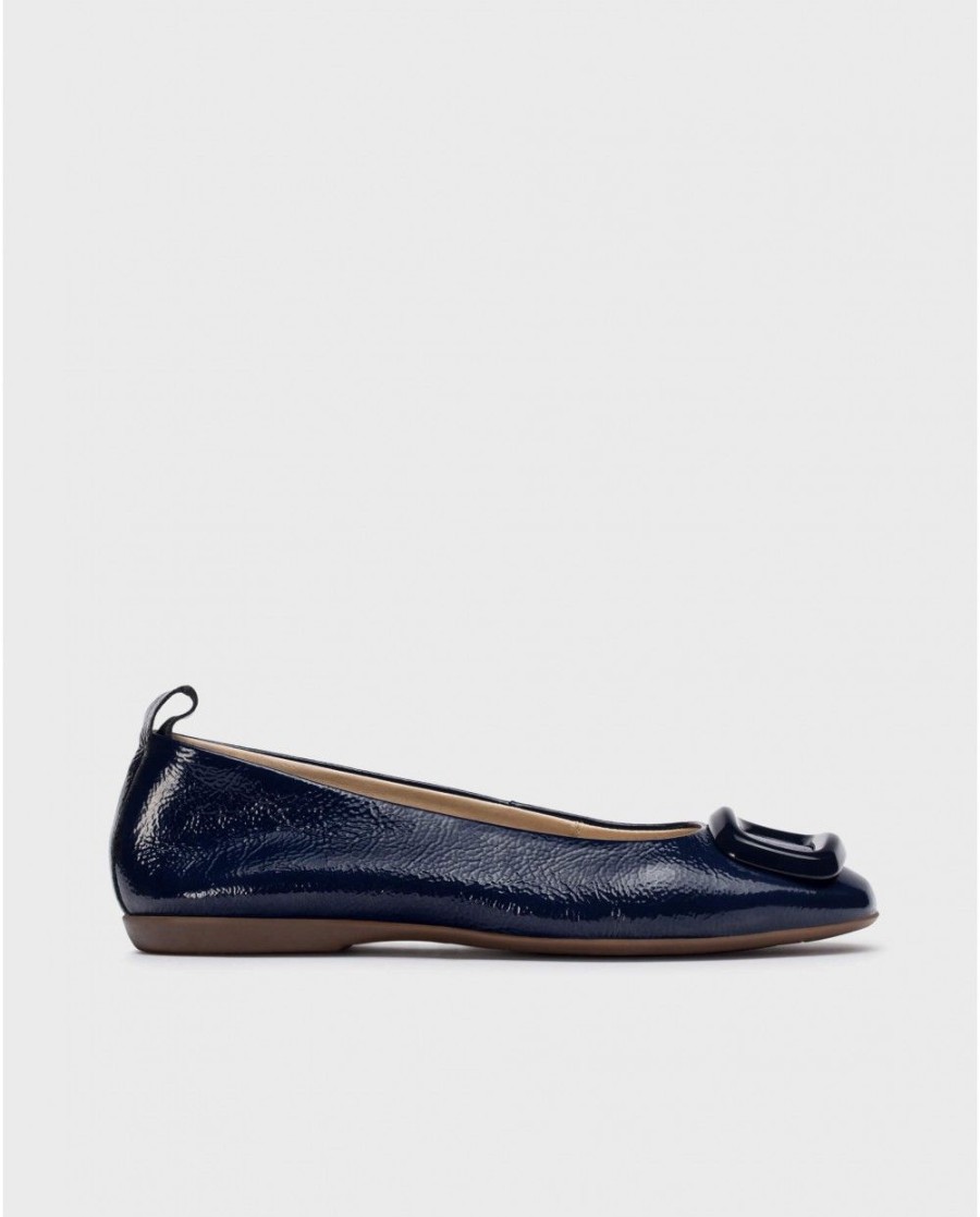 Wonders Dark Blue Berna Ballerina | Flat Shoes