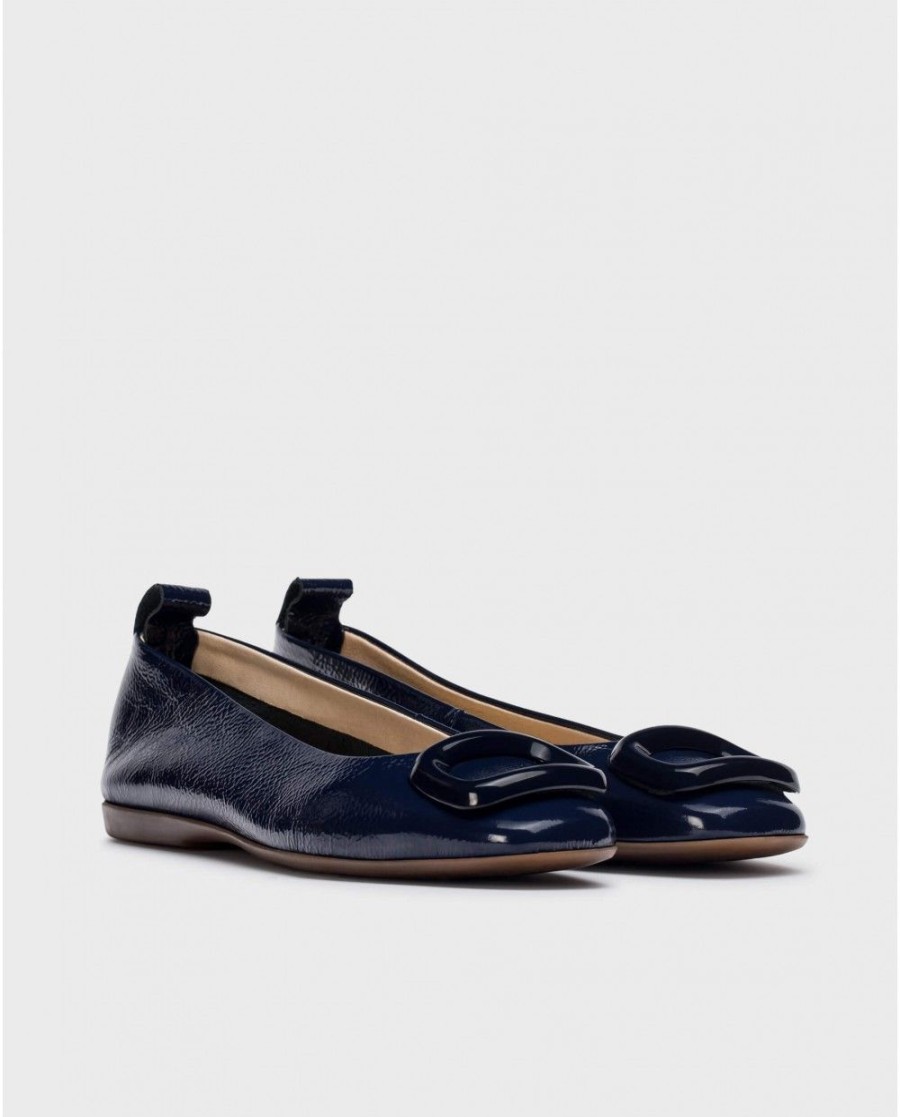 Wonders Dark Blue Berna Ballerina | Flat Shoes