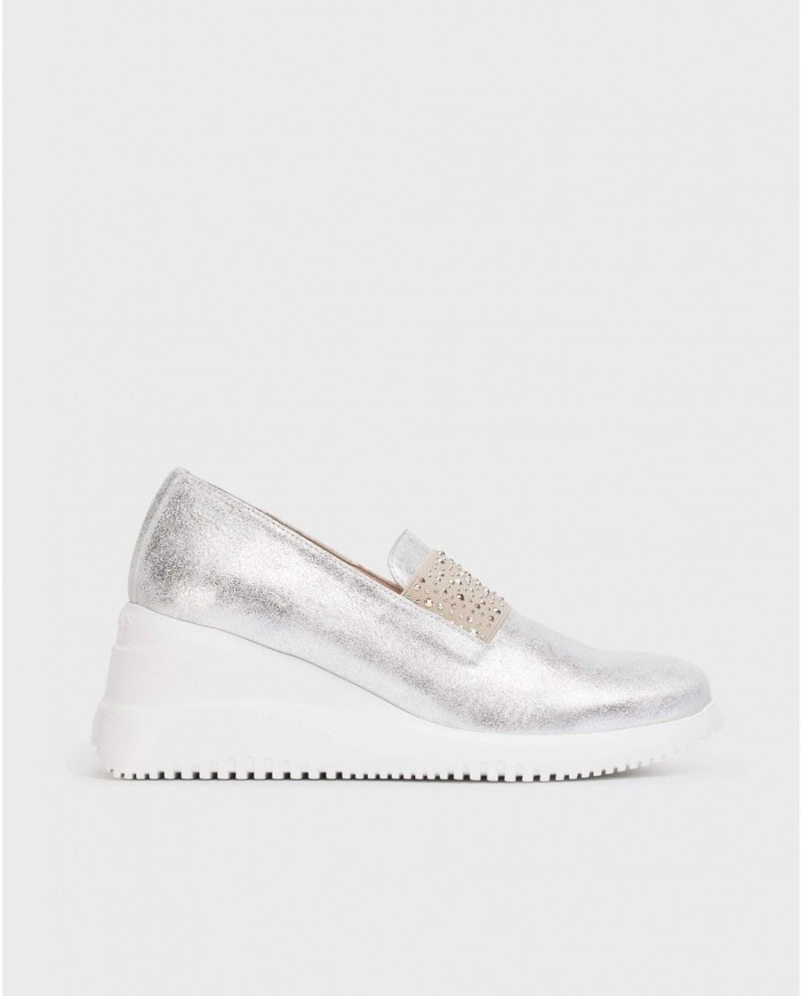 Wonders Silver Bone Moccasin | Wedges