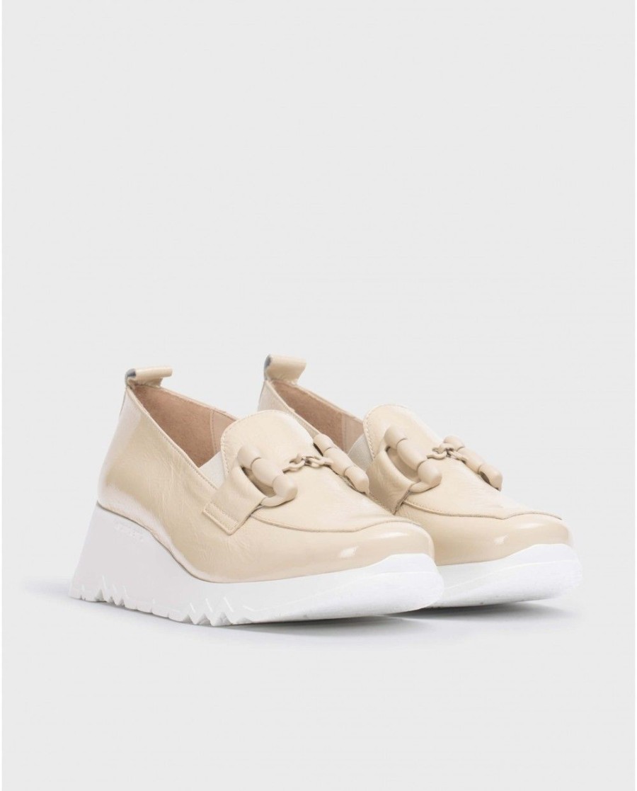 Wonders Beige Dance Moccasin | Wedges