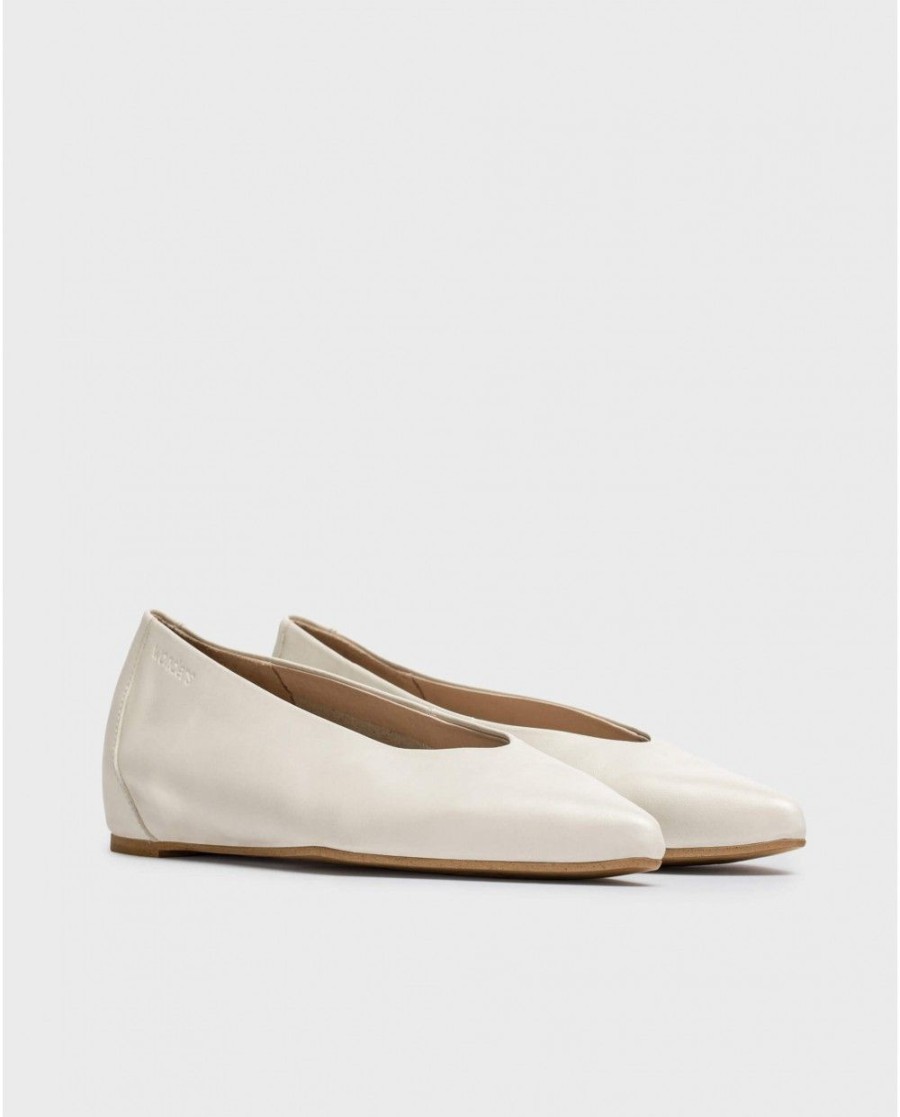 Wonders White Triana Ballet Flat | Flat Shoes