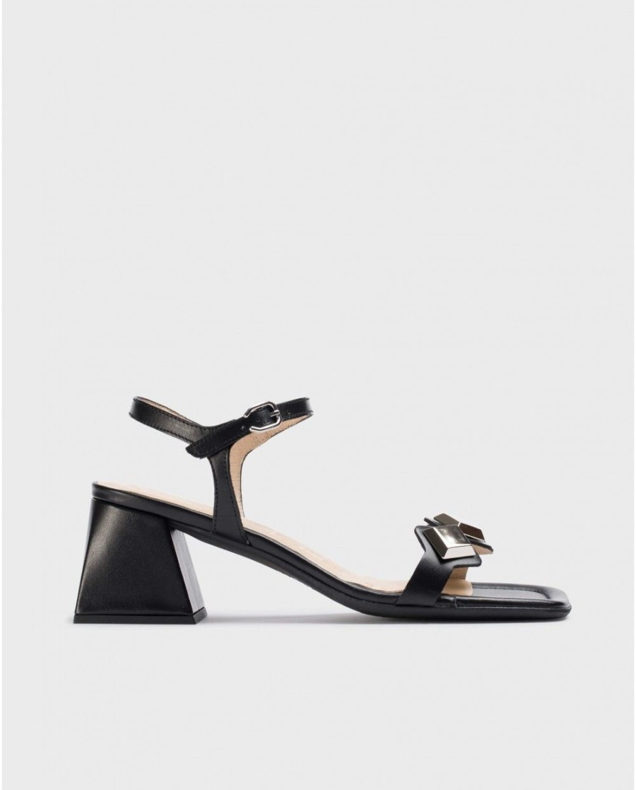 Wonders Black Marie Heeled Sandals | Heels