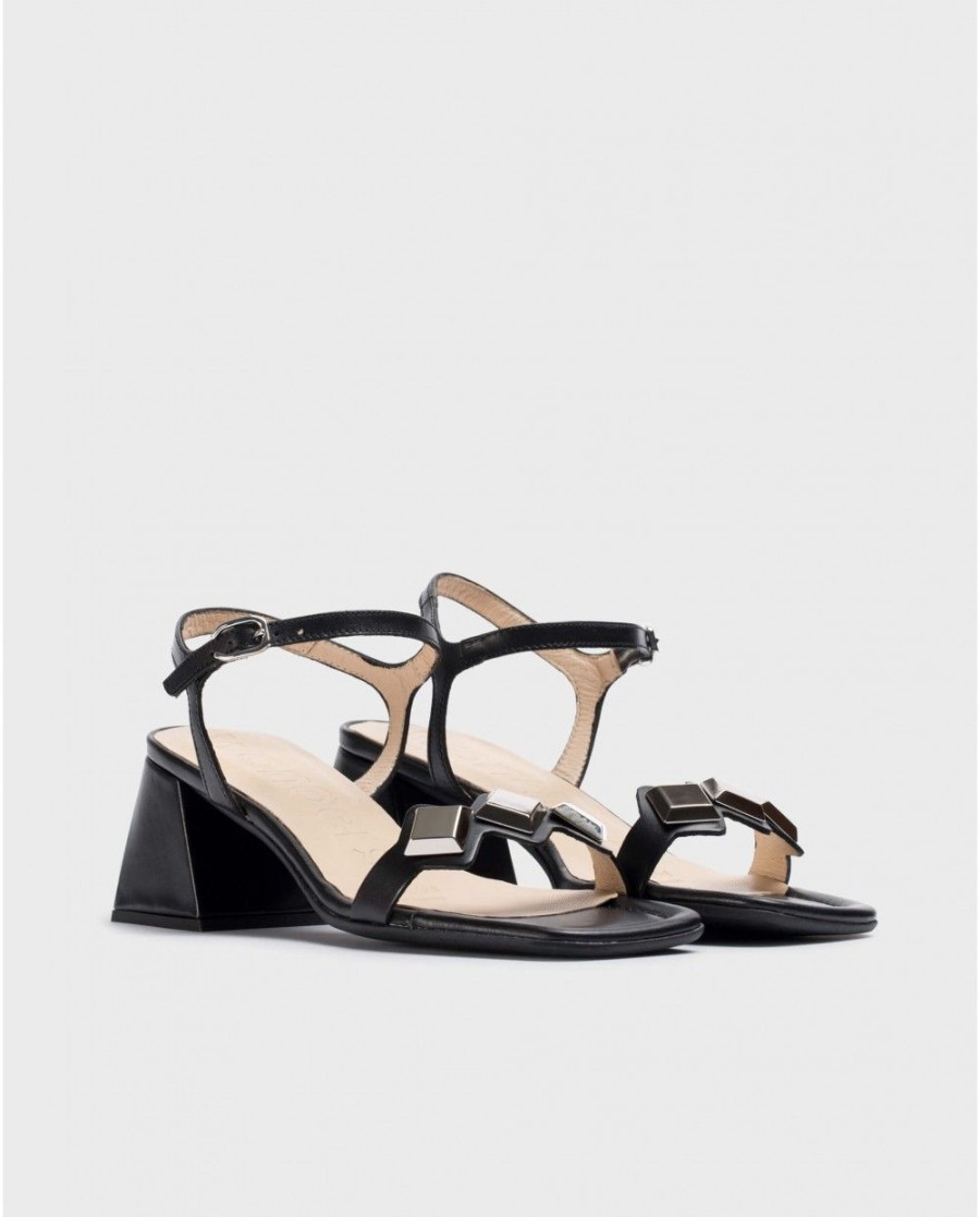 Wonders Black Marie Heeled Sandals | Heels