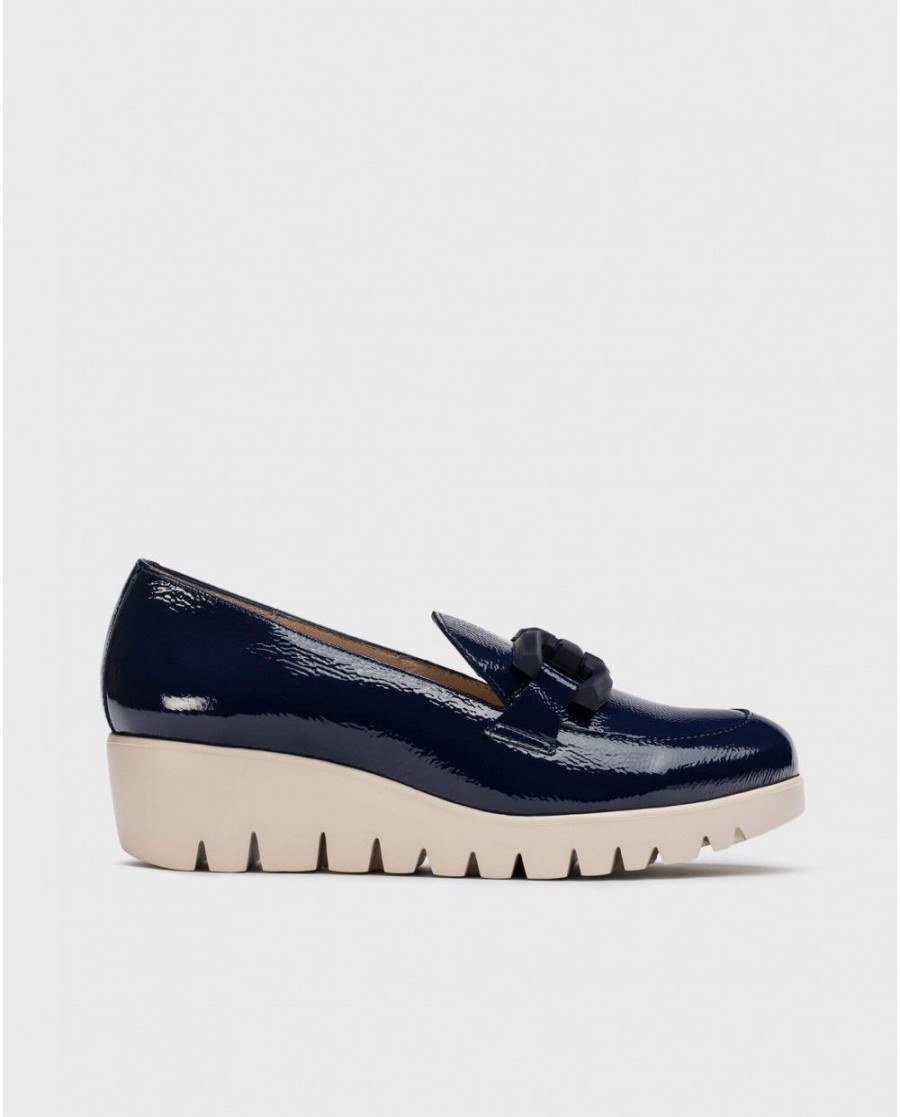 Wonders Blue San Marino Moccasin | Wedges