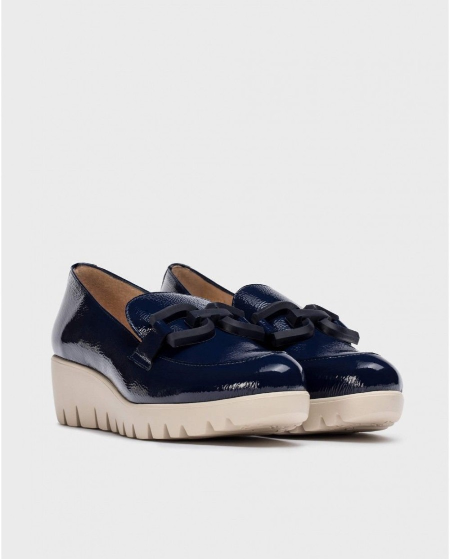 Wonders Blue San Marino Moccasin | Wedges