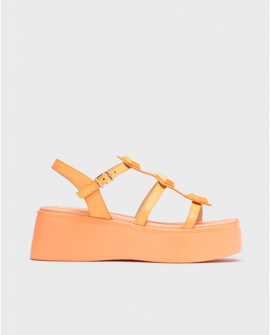 Wonders Orange Carolina Platform Sandals | Sandals