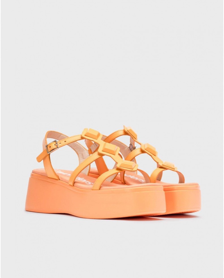 Wonders Orange Carolina Platform Sandals | Sandals