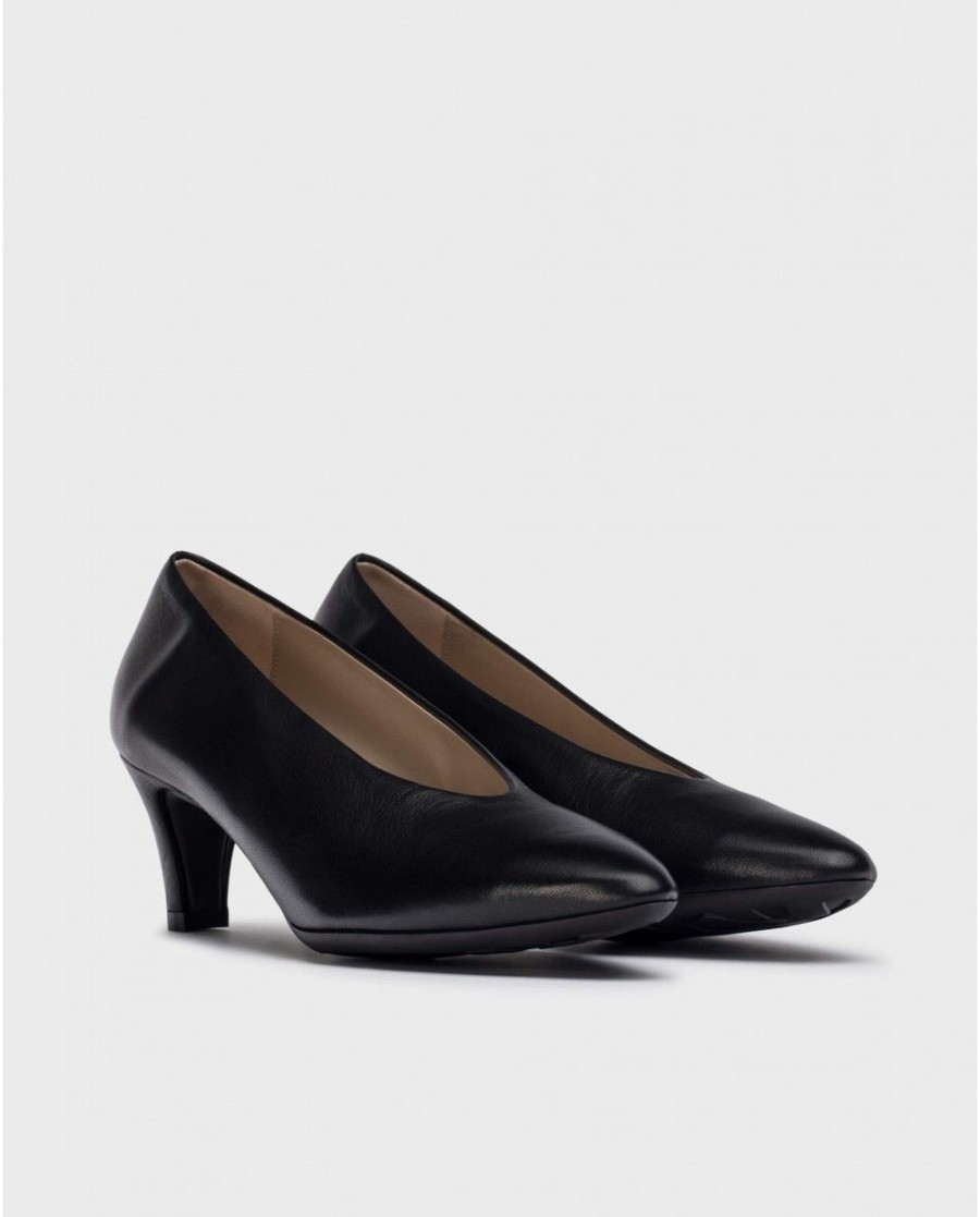 Wonders Black Trui Heeled Shoes | Heels