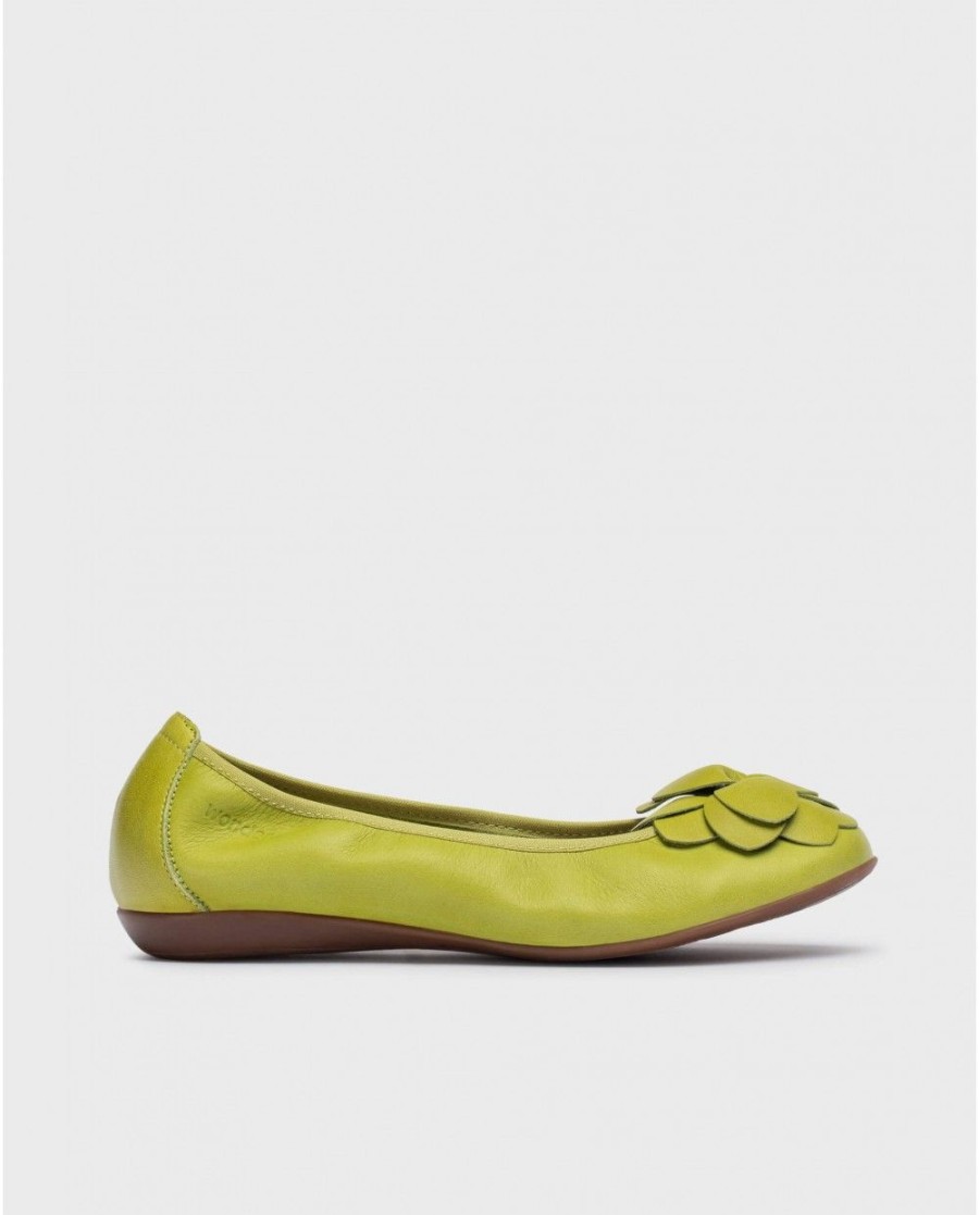 Wonders Green Praga Ballet Flat | Flat Shoes