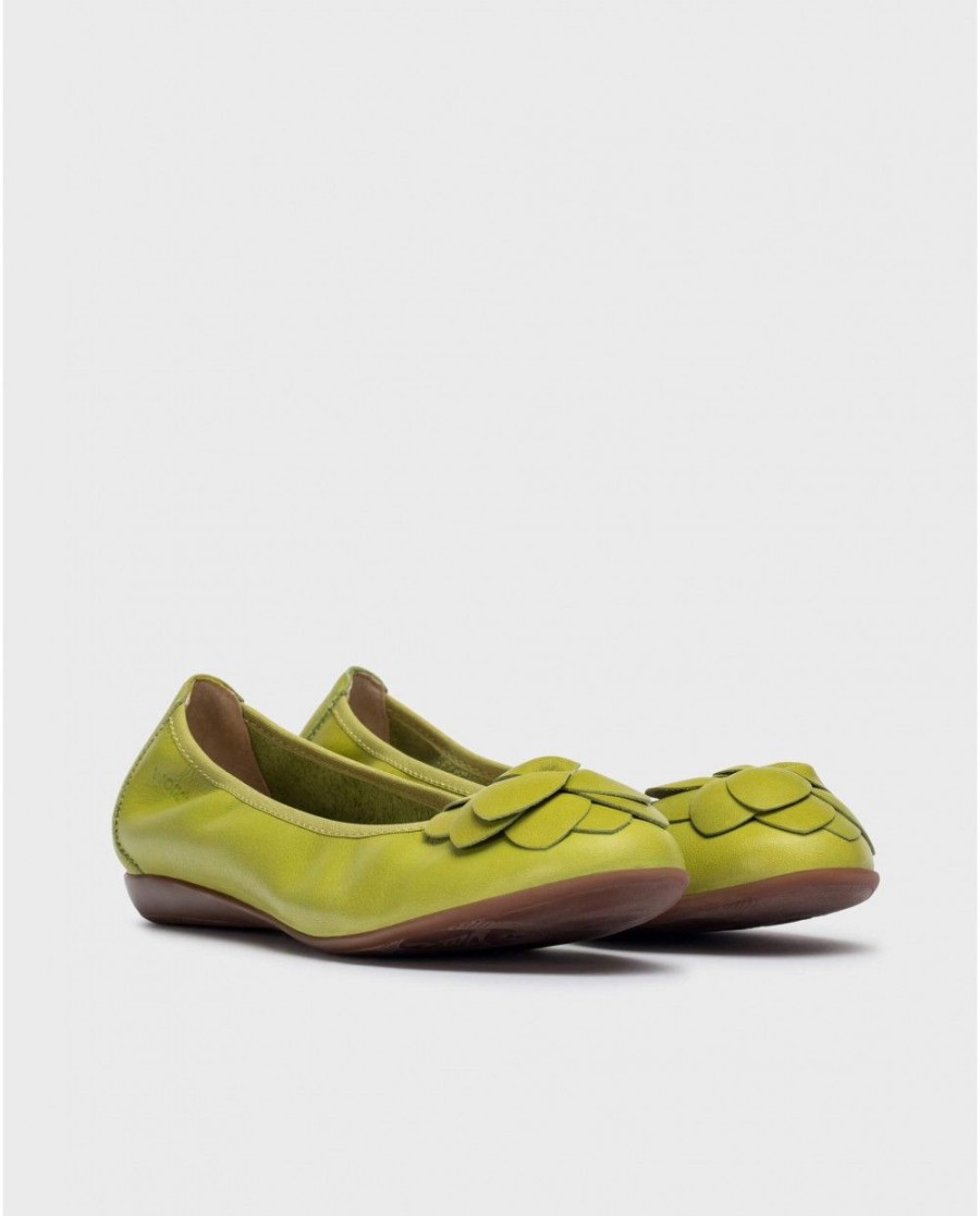 Wonders Green Praga Ballet Flat | Flat Shoes