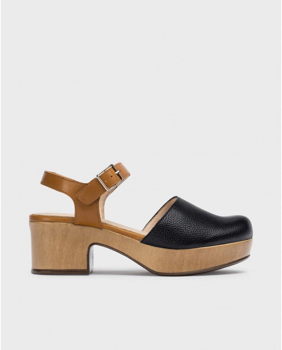 Wonders Black Amsterdam Clog | Platforms