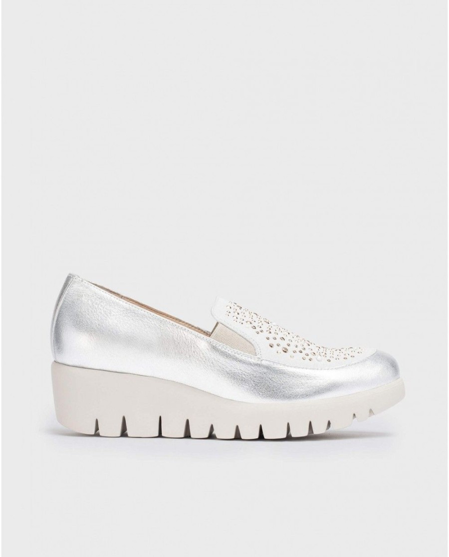 Wonders Metallic Patent Leather Diamant Loafer | Wedges