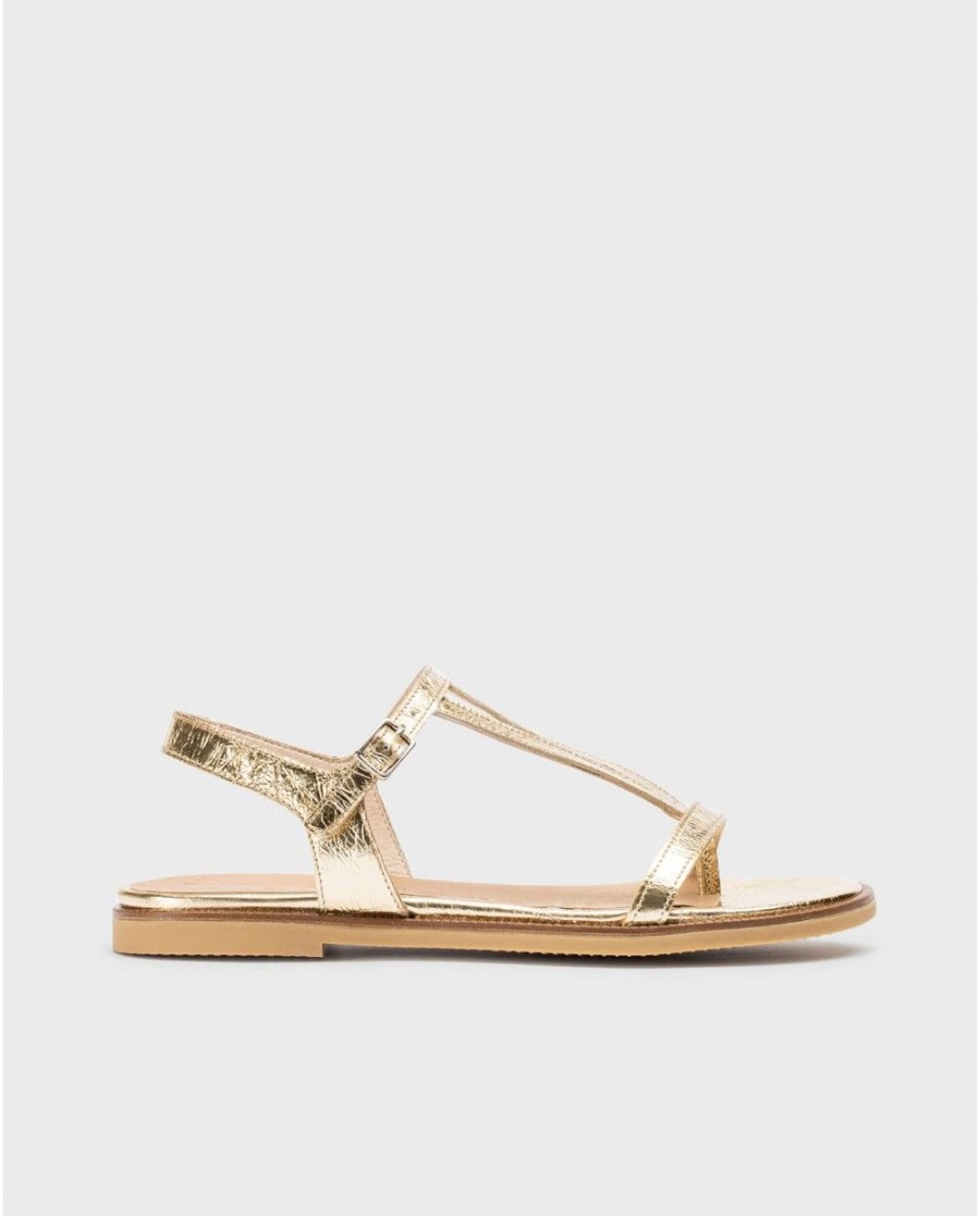 Wonders Gold Jimena Flat Sandals | Sandals