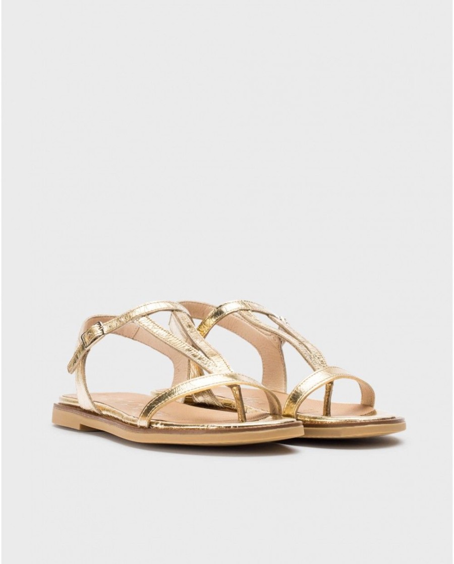 Wonders Gold Jimena Flat Sandals | Sandals