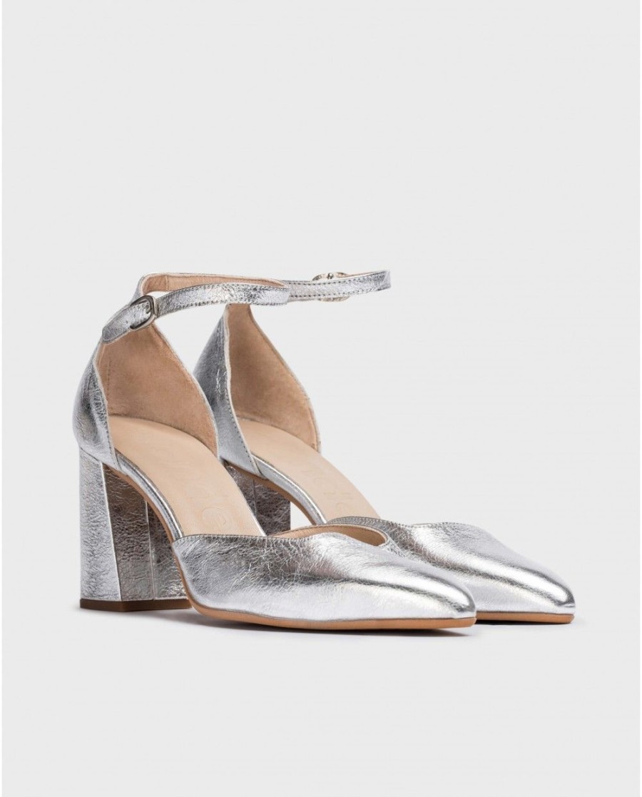 Wonders Silver Fatima Heeled Shoes | Heels