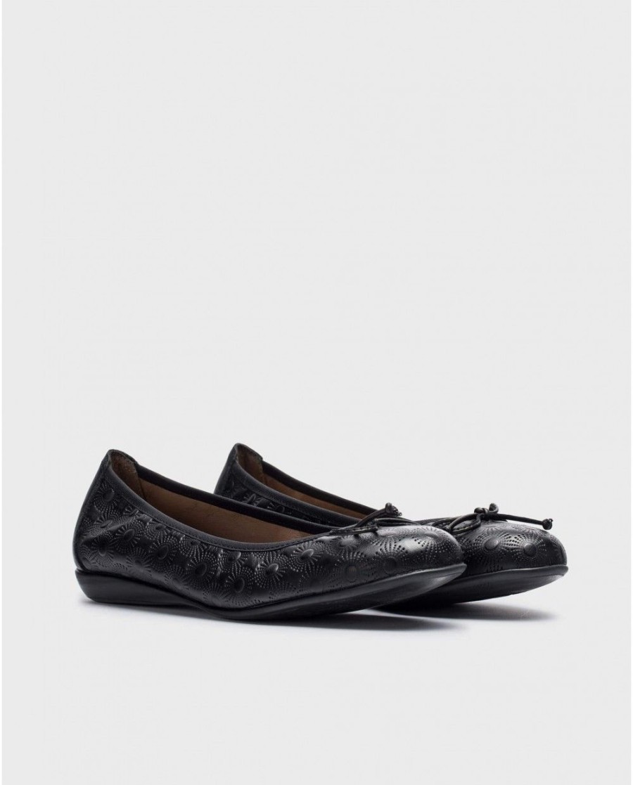 Wonders Black Lace Ballet Flat | Ballerinas