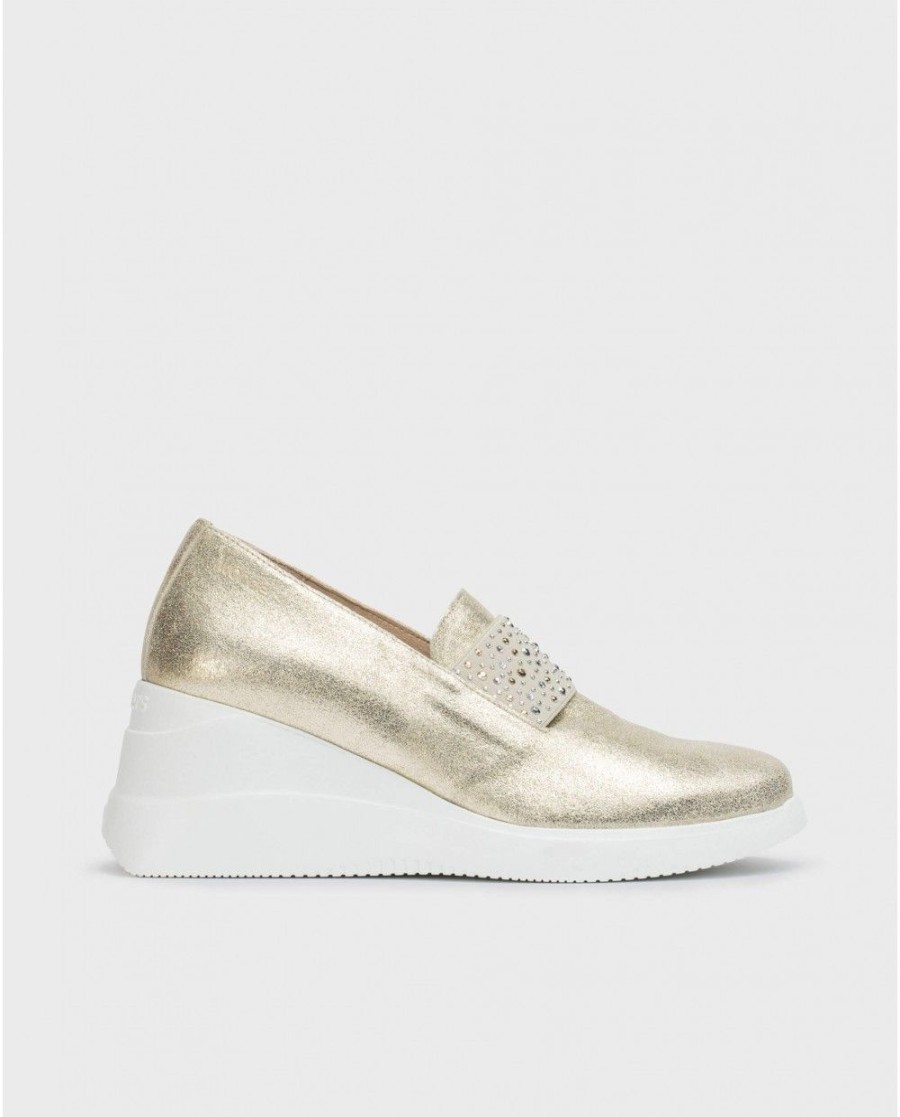 Wonders Gold Bone Moccasin | Wedges