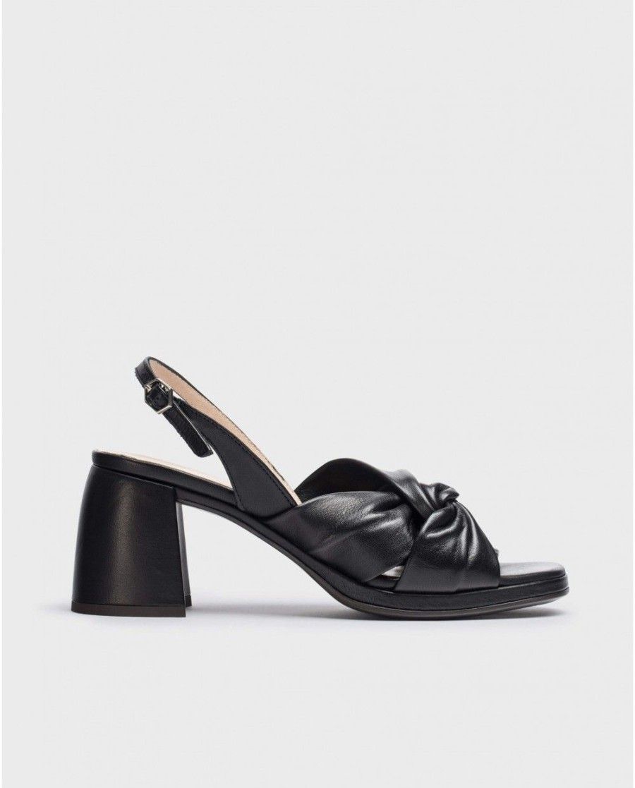 Wonders Black Wild Sandal | Heels