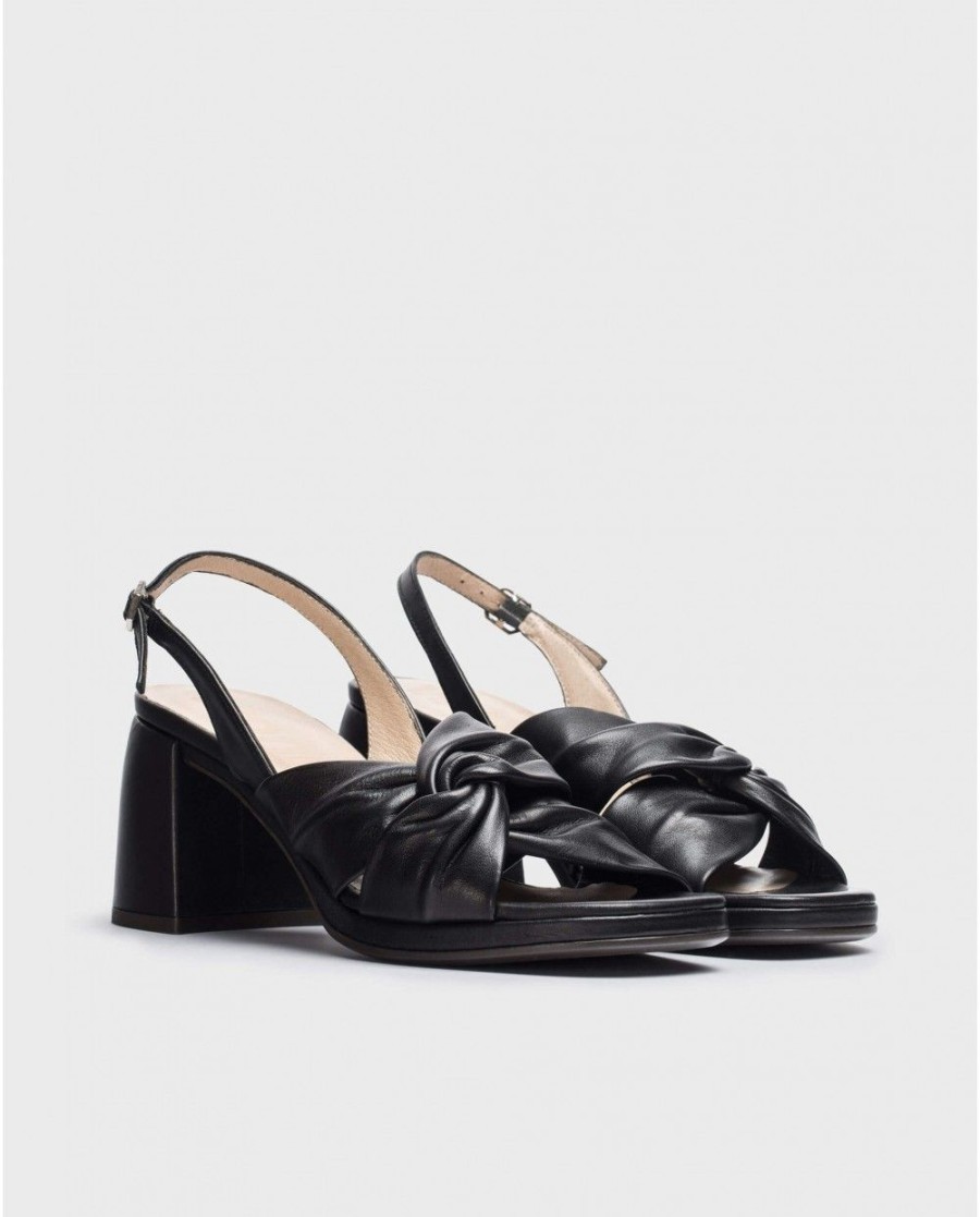 Wonders Black Wild Sandal | Heels