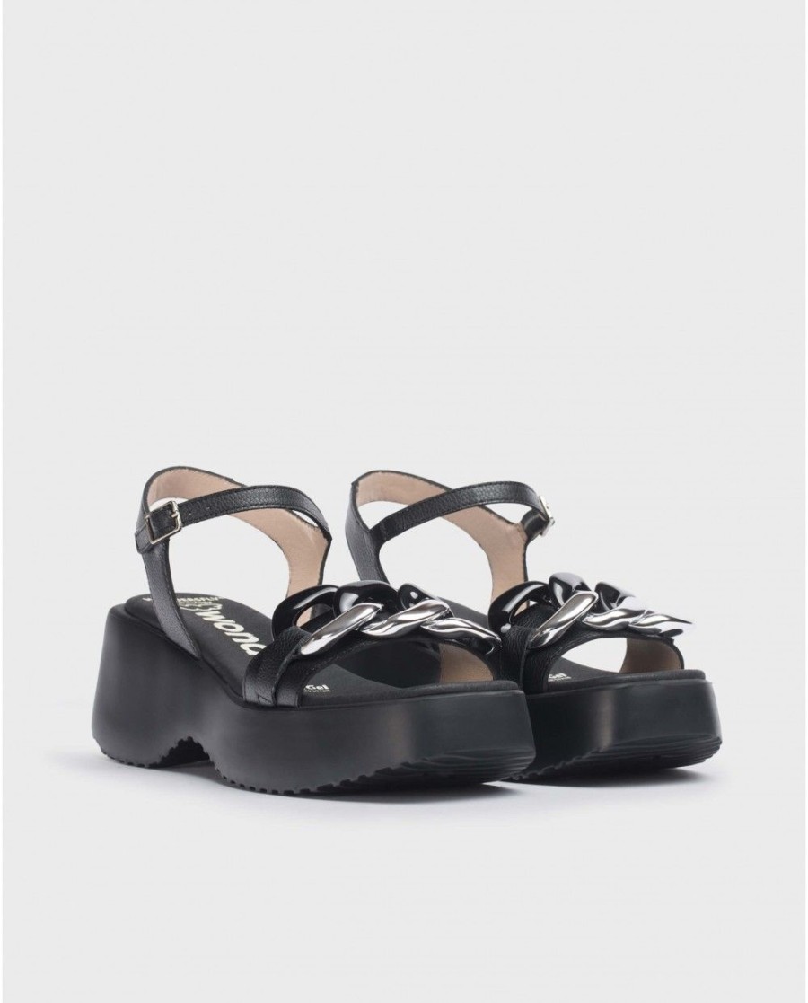 Wonders Black Claire Sandal | Sandals