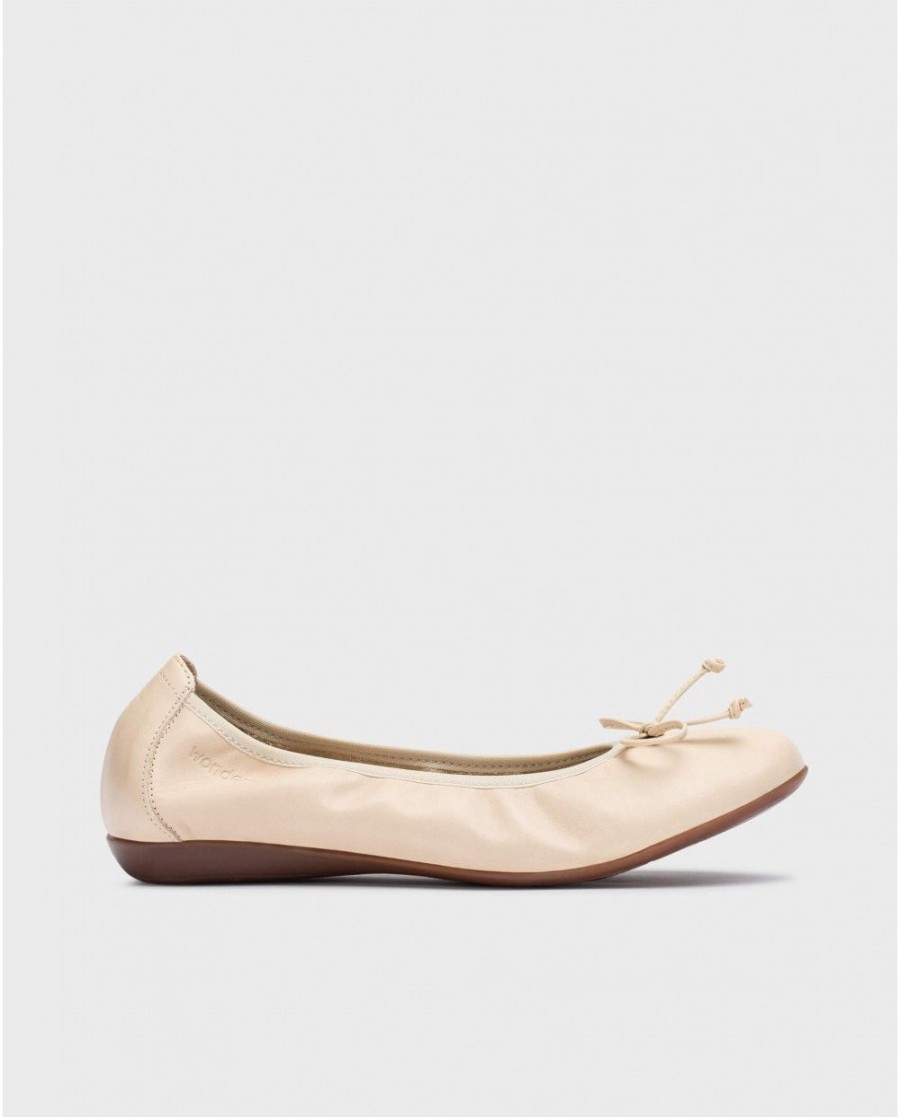 Wonders Beige Bo Ballet Flat | Flat Shoes