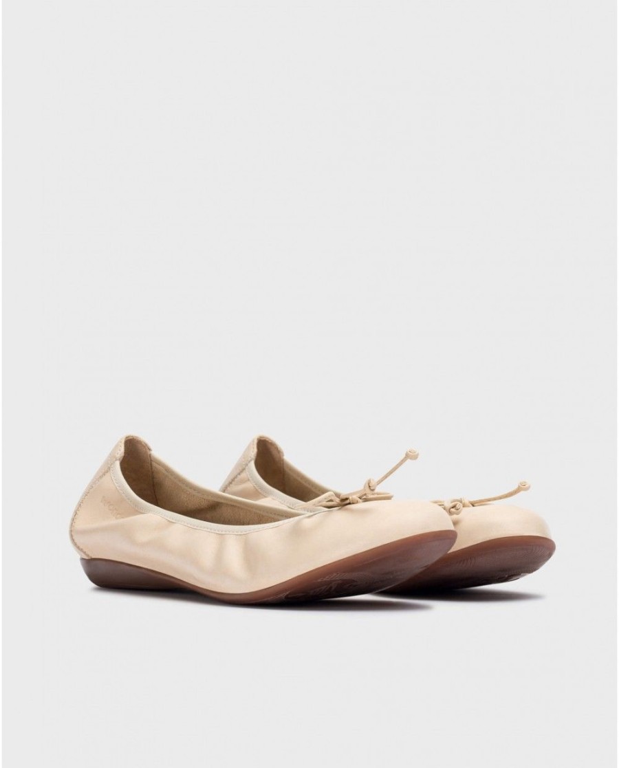 Wonders Beige Bo Ballet Flat | Flat Shoes