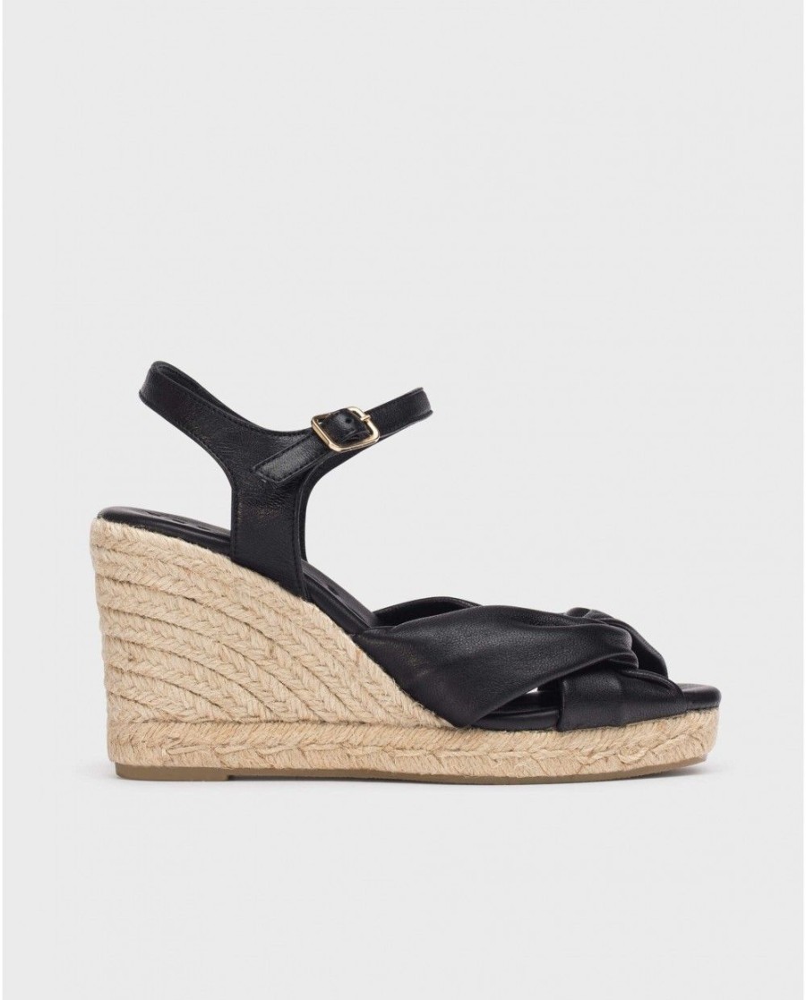 Wonders Black Anuk Sandal | Espadrilles