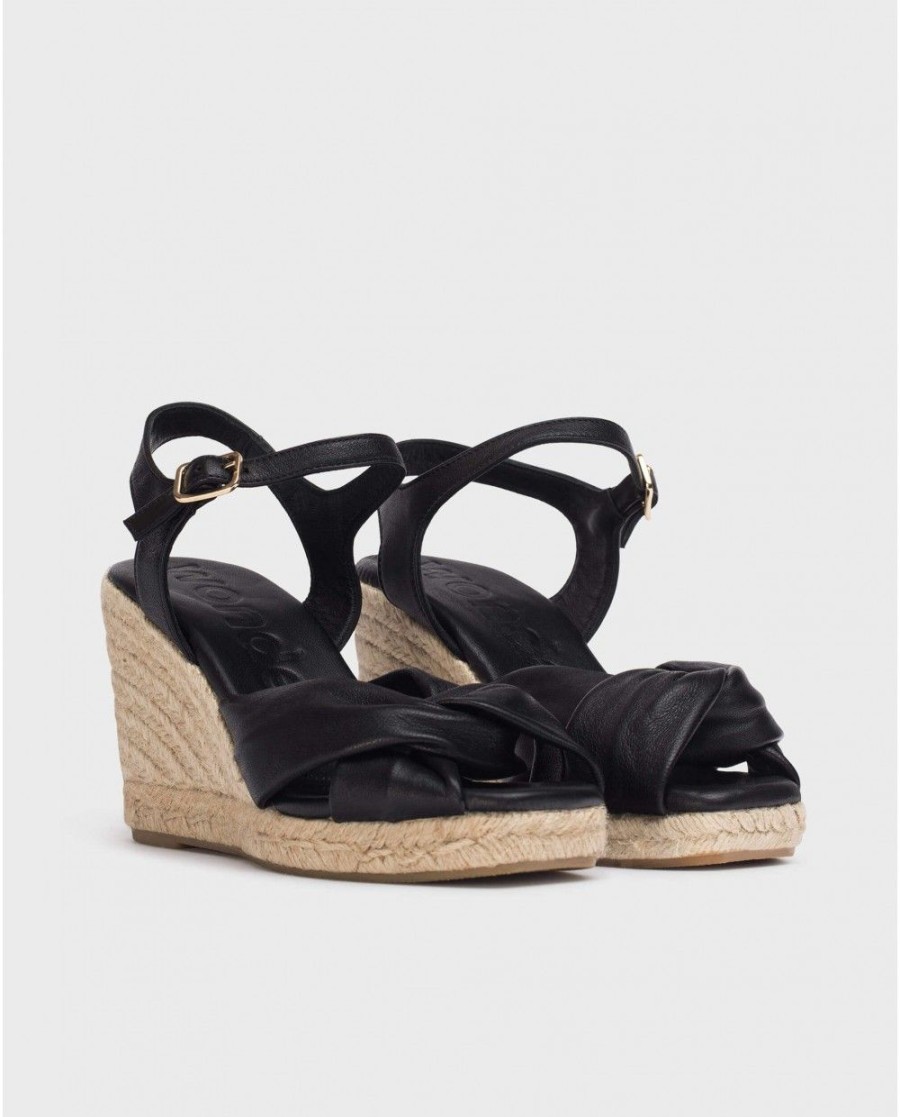 Wonders Black Anuk Sandal | Espadrilles