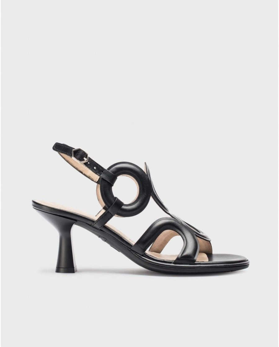 Wonders Black Iris Heeled Sandals | Heels