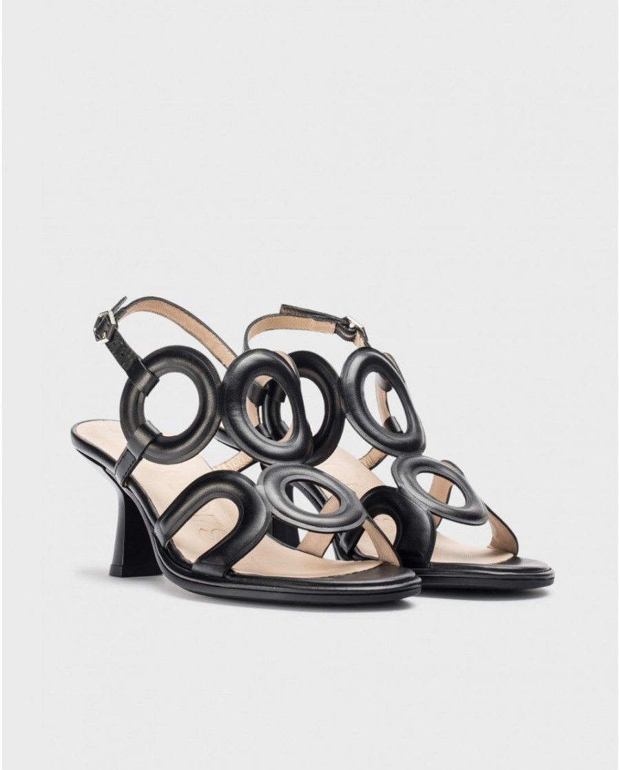 Wonders Black Iris Heeled Sandals | Heels