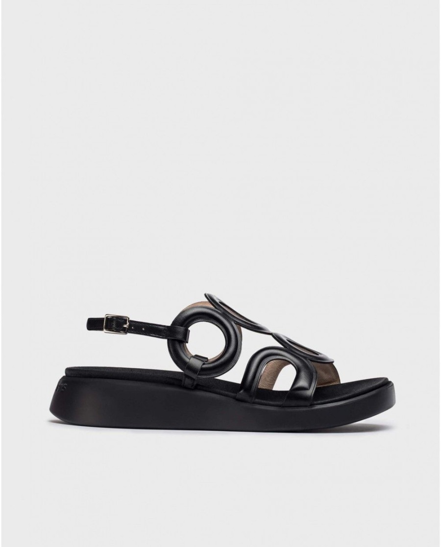 Wonders Black Arizona Sandals | Flat Shoes