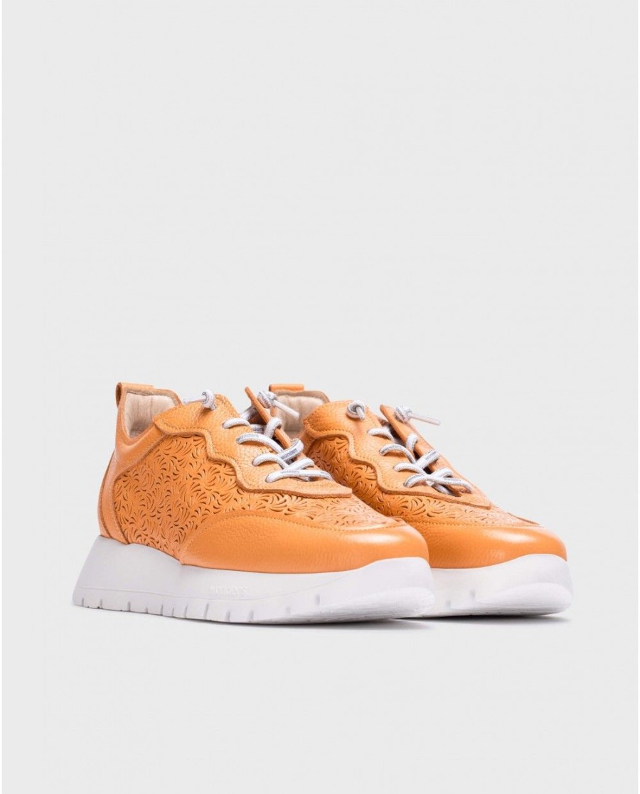 Wonders Orange Cairo Sneaker | Flat Shoes