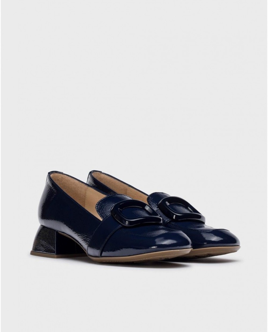 Wonders Dark Blue Elein Mocassin | Heels