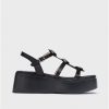 Wonders Black Carolina Platform Sandals | Sandals