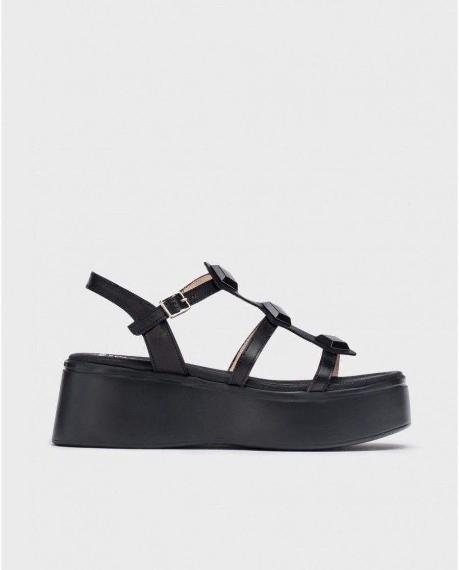 Wonders Black Carolina Platform Sandals | Sandals