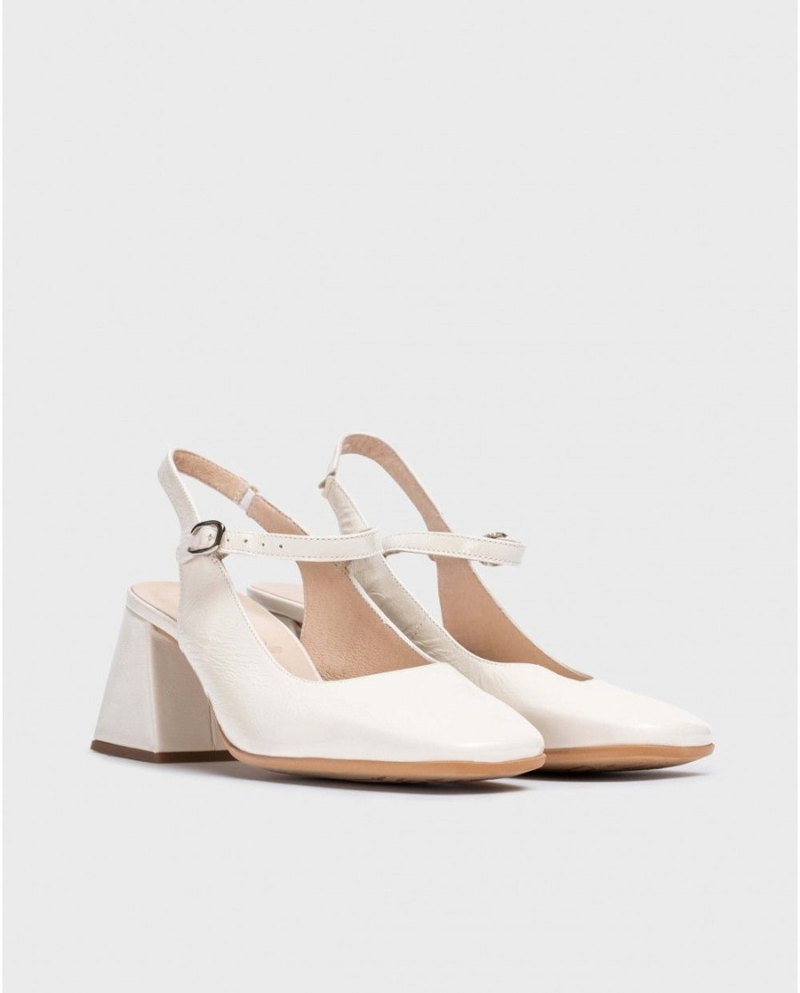 Wonders White Jane Slingback Sandals | Heels