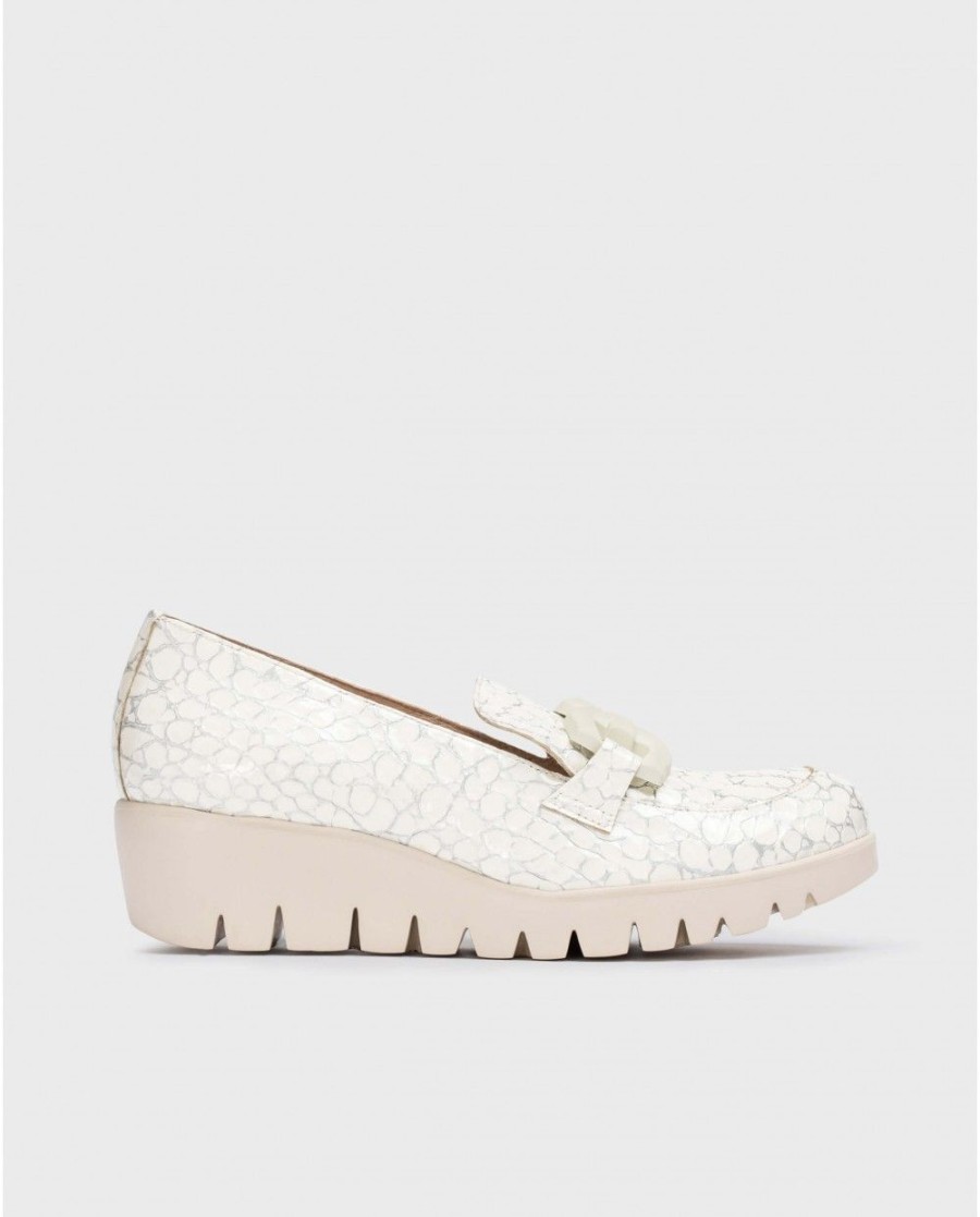 Wonders White San Marino Moccasin | Wedges