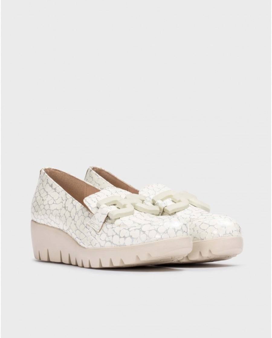 Wonders White San Marino Moccasin | Wedges