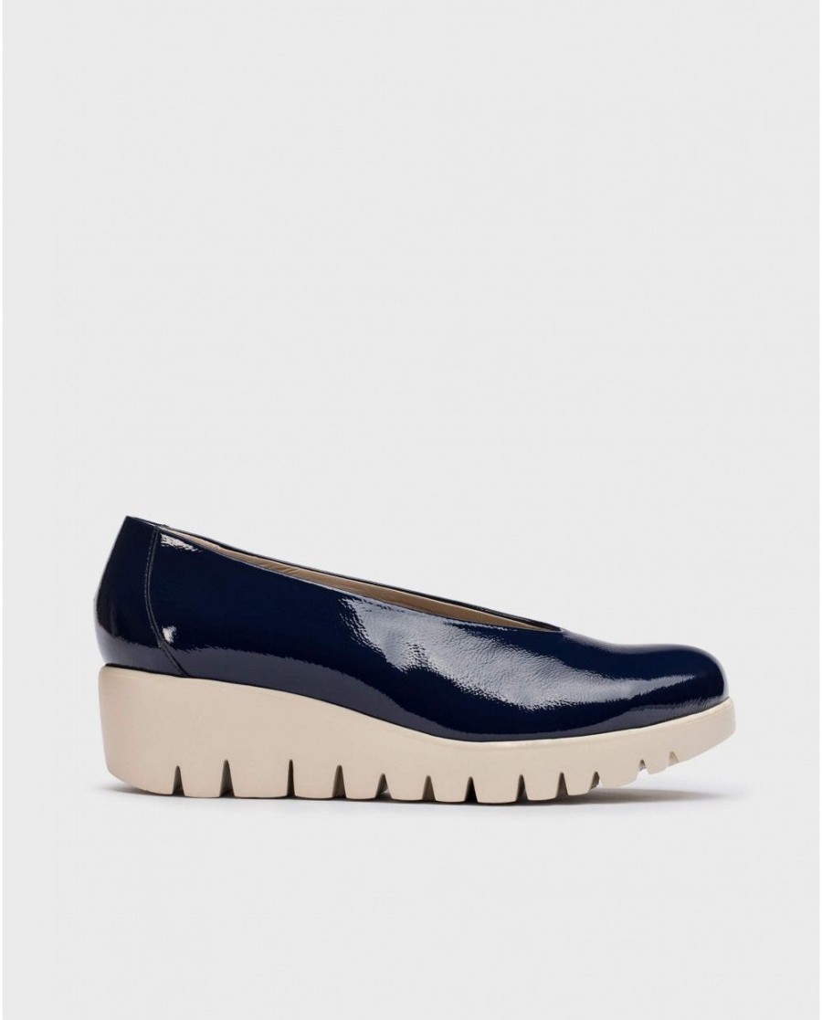 Wonders Dark Blue Fly Shoe | Wedges