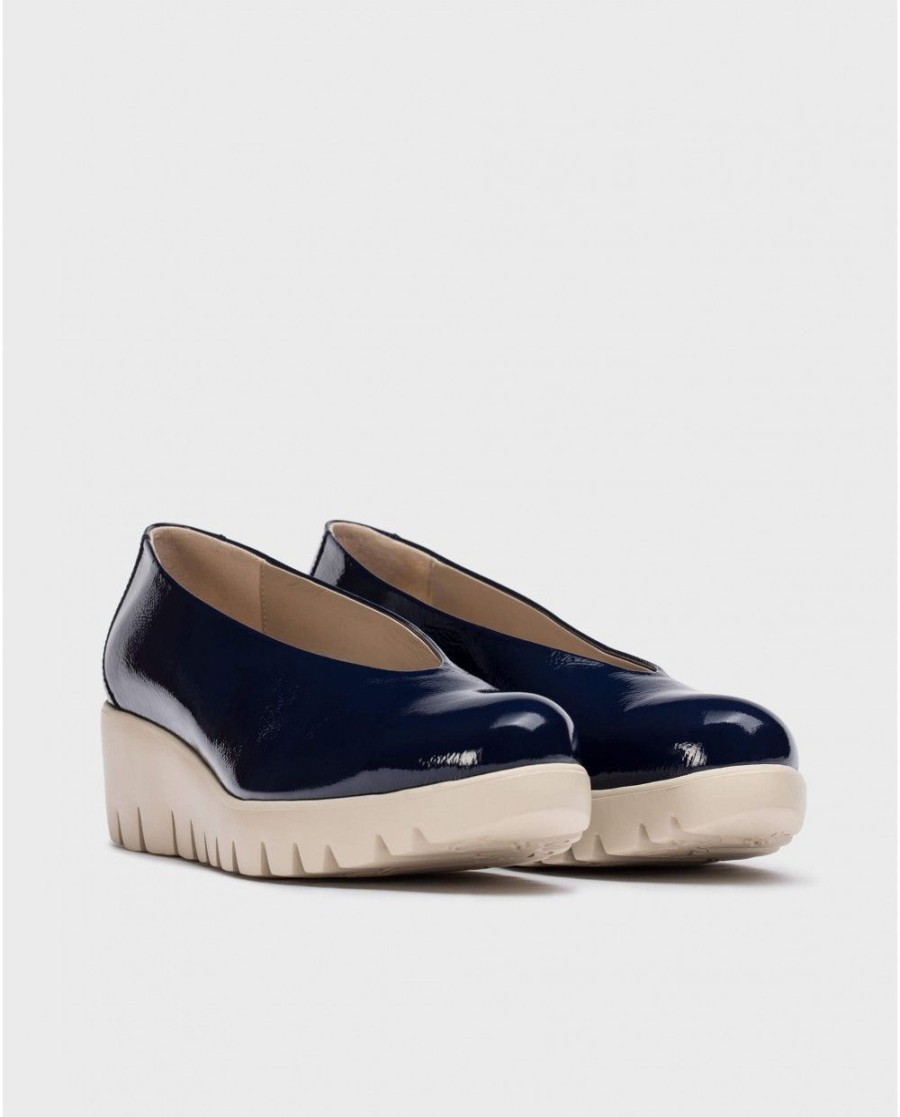 Wonders Dark Blue Fly Shoe | Wedges