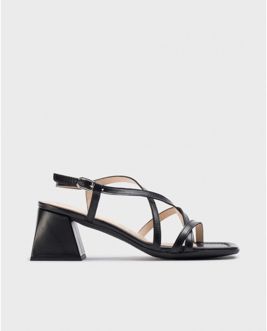 Wonders Black Sofia Heeled Sandals | Heels