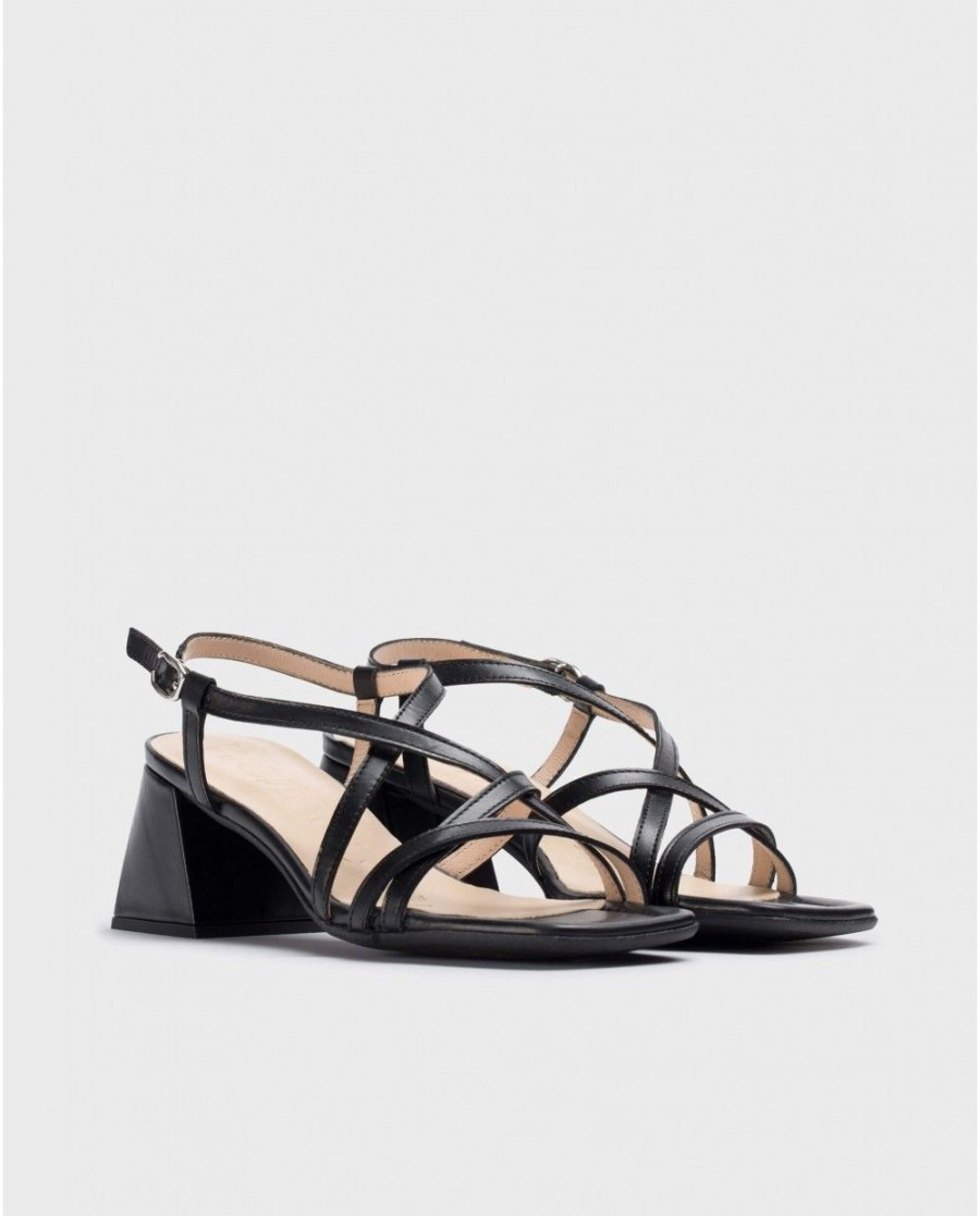 Wonders Black Sofia Heeled Sandals | Heels