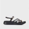 Wonders Black Motril Sandals | Flat Shoes