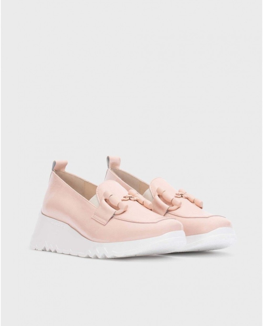 Wonders Pink Dance Moccasin | Wedges