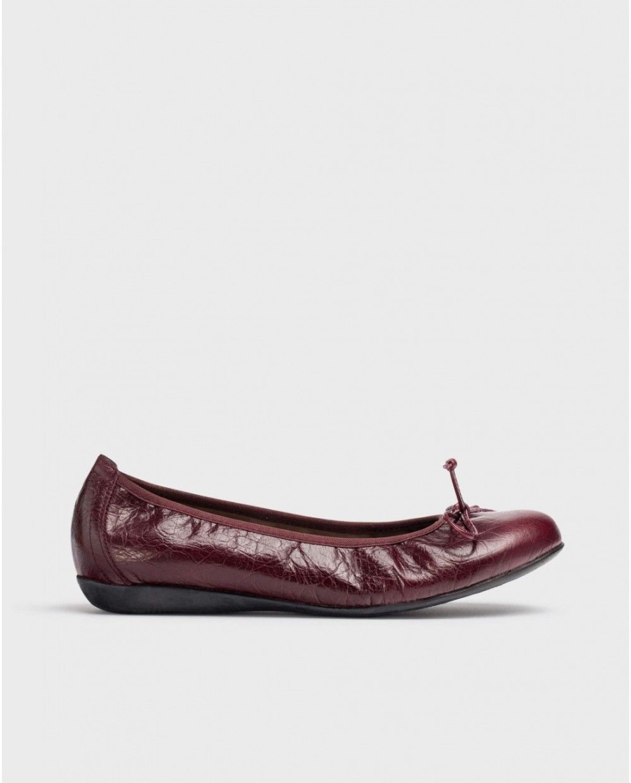 Wonders Burgundy Bo Ballet Pump | Ballerinas